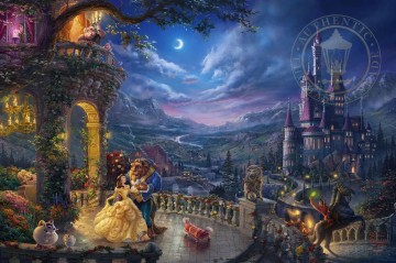 classical beauty collection fred sherry ross Painting - Beauty and the Beast Dancing in the Moonlight Thomas Kinkade